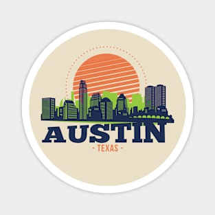 Retro Austin, Texas Skyline Magnet